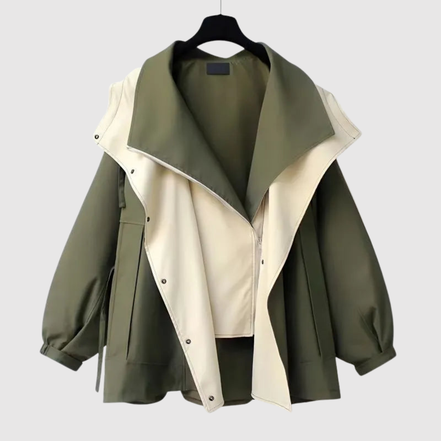 Jelena – Long manteau bicolore avec capuche