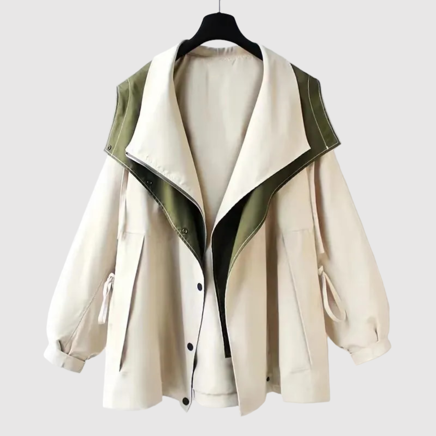 Jelena – Long manteau bicolore avec capuche