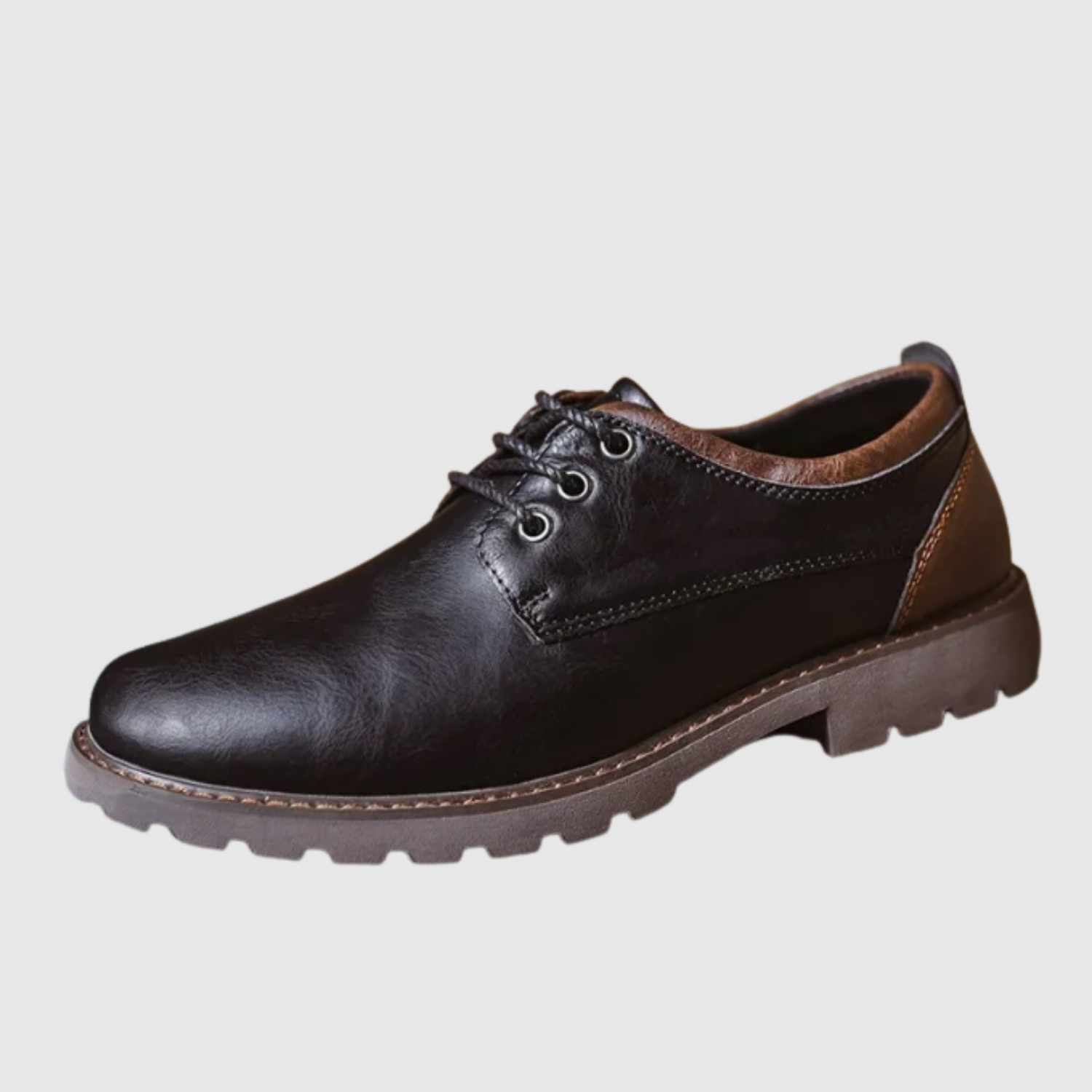 Viktor – Chaussures en cuir pour hommes solides avec semelle épaisse