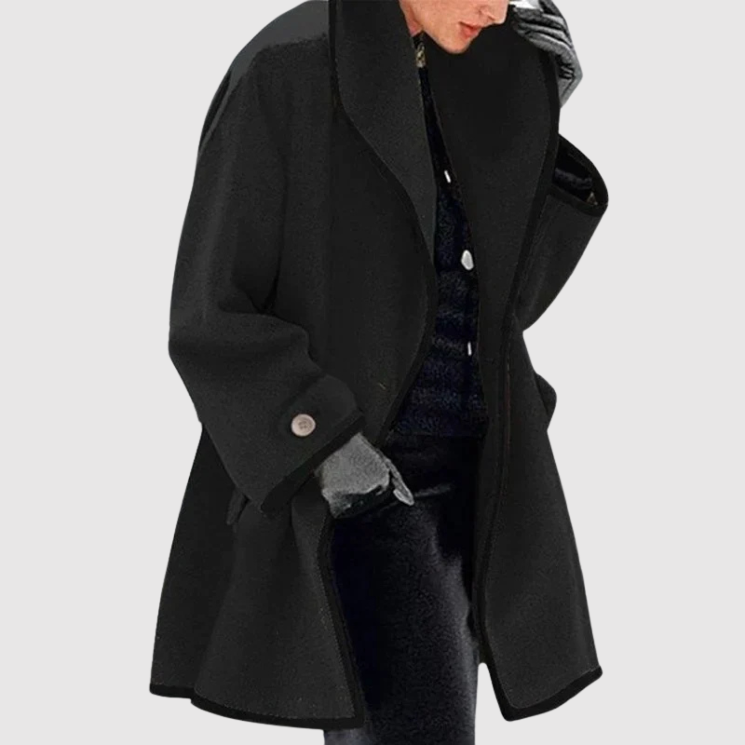 Jelena - Manteau oversize pour femme avec des bords contrastés