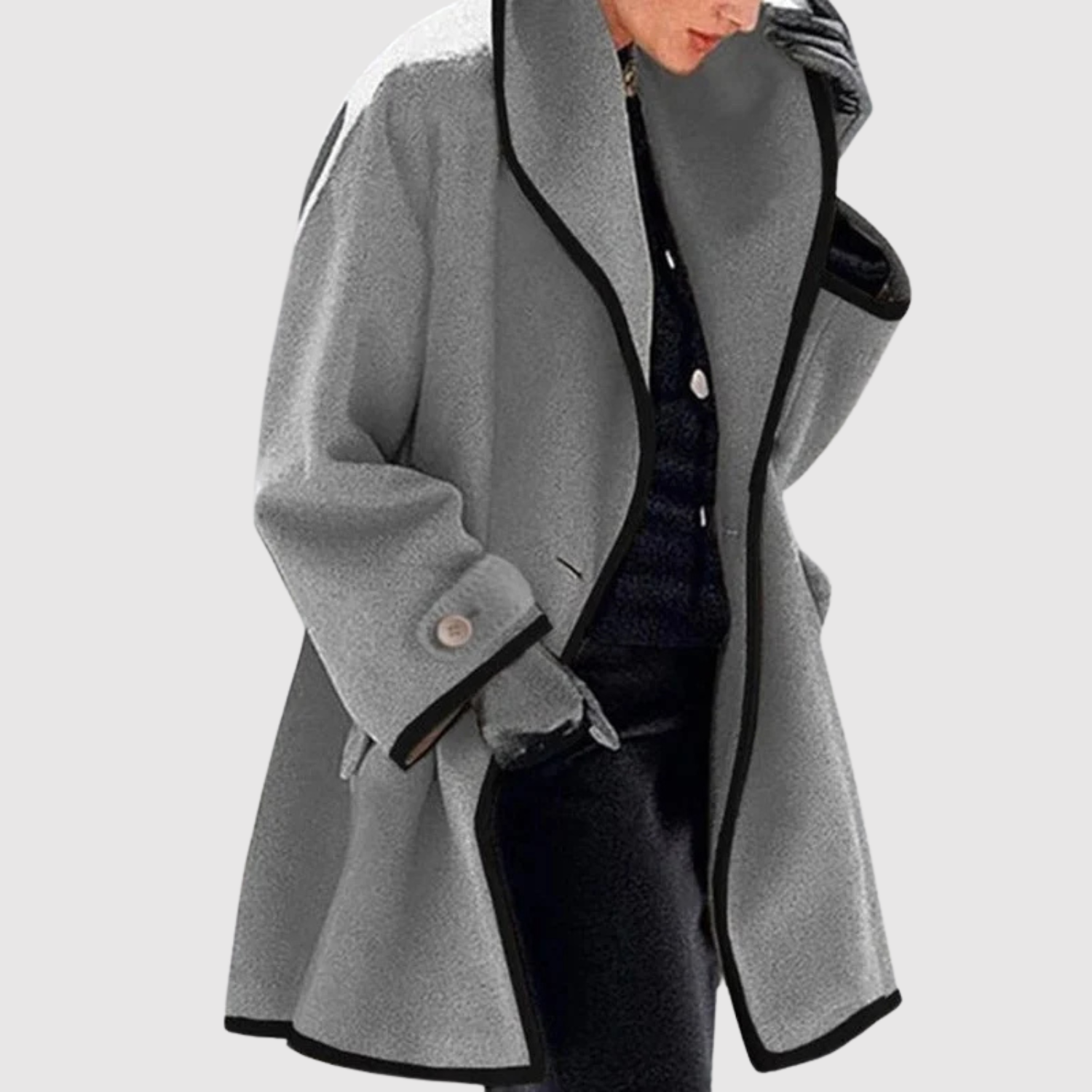 Jelena - Manteau oversize pour femme avec des bords contrastés