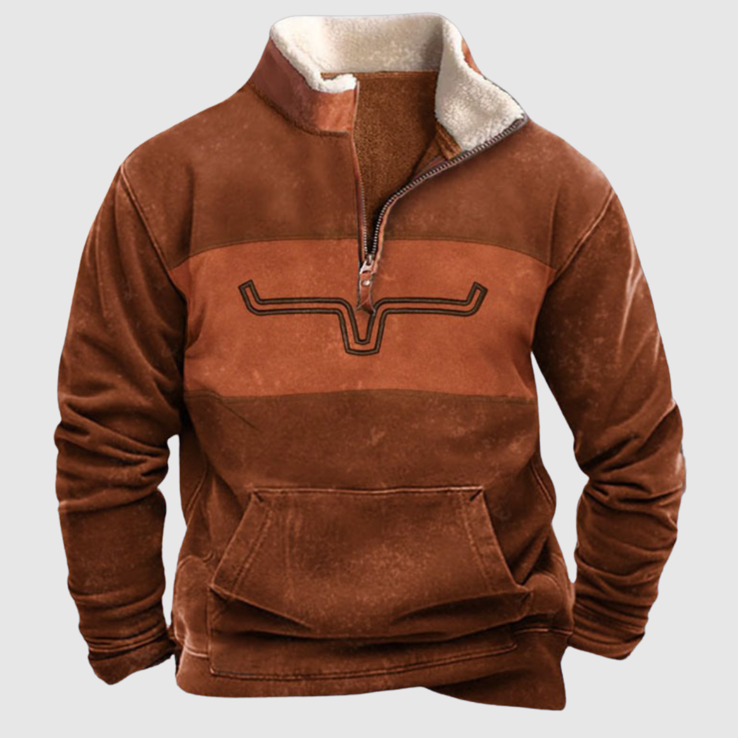 Daniel - Sweat en polaire avec des manches colorées et demi-zip