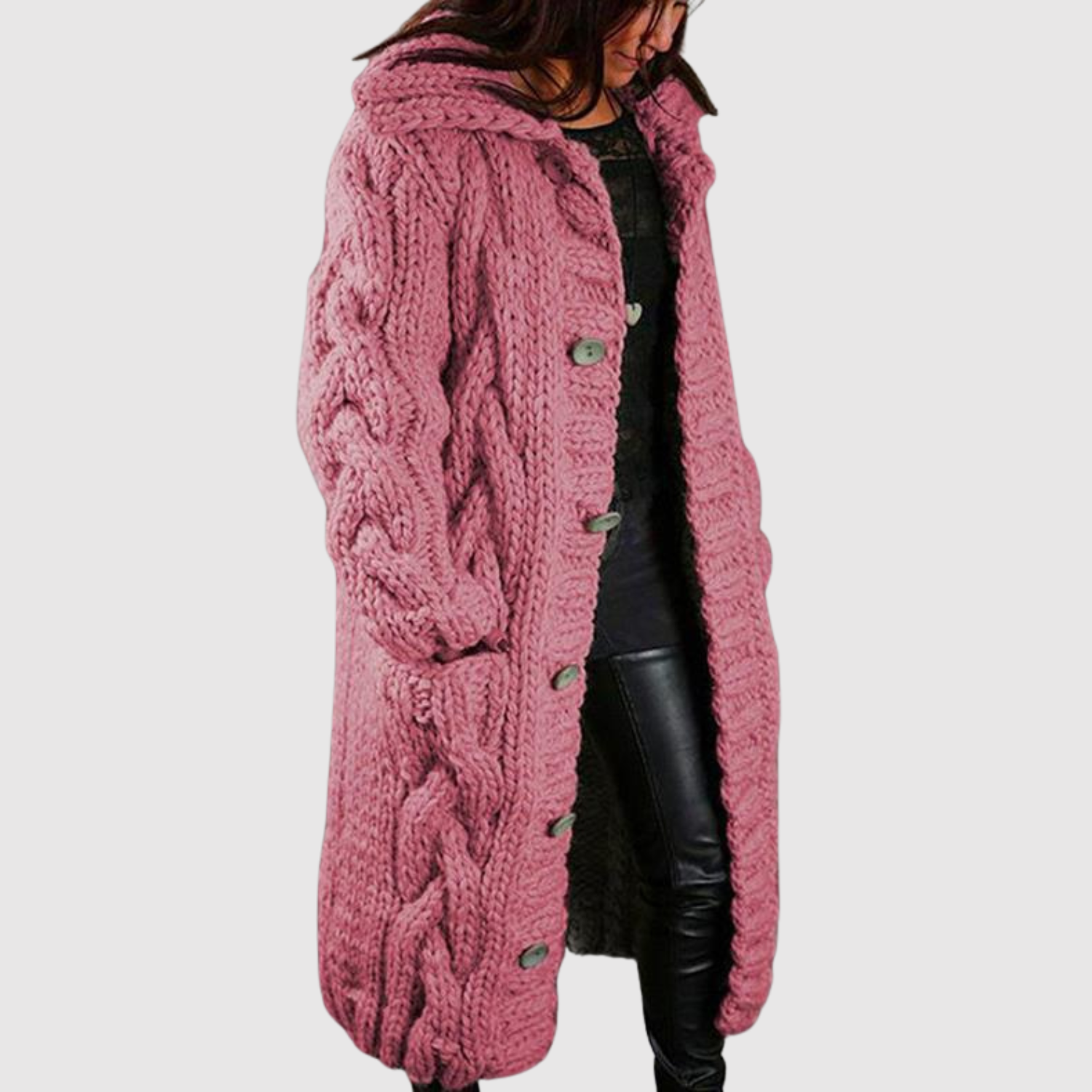 Jelena - Manteau long en tricot avec un relief moderne