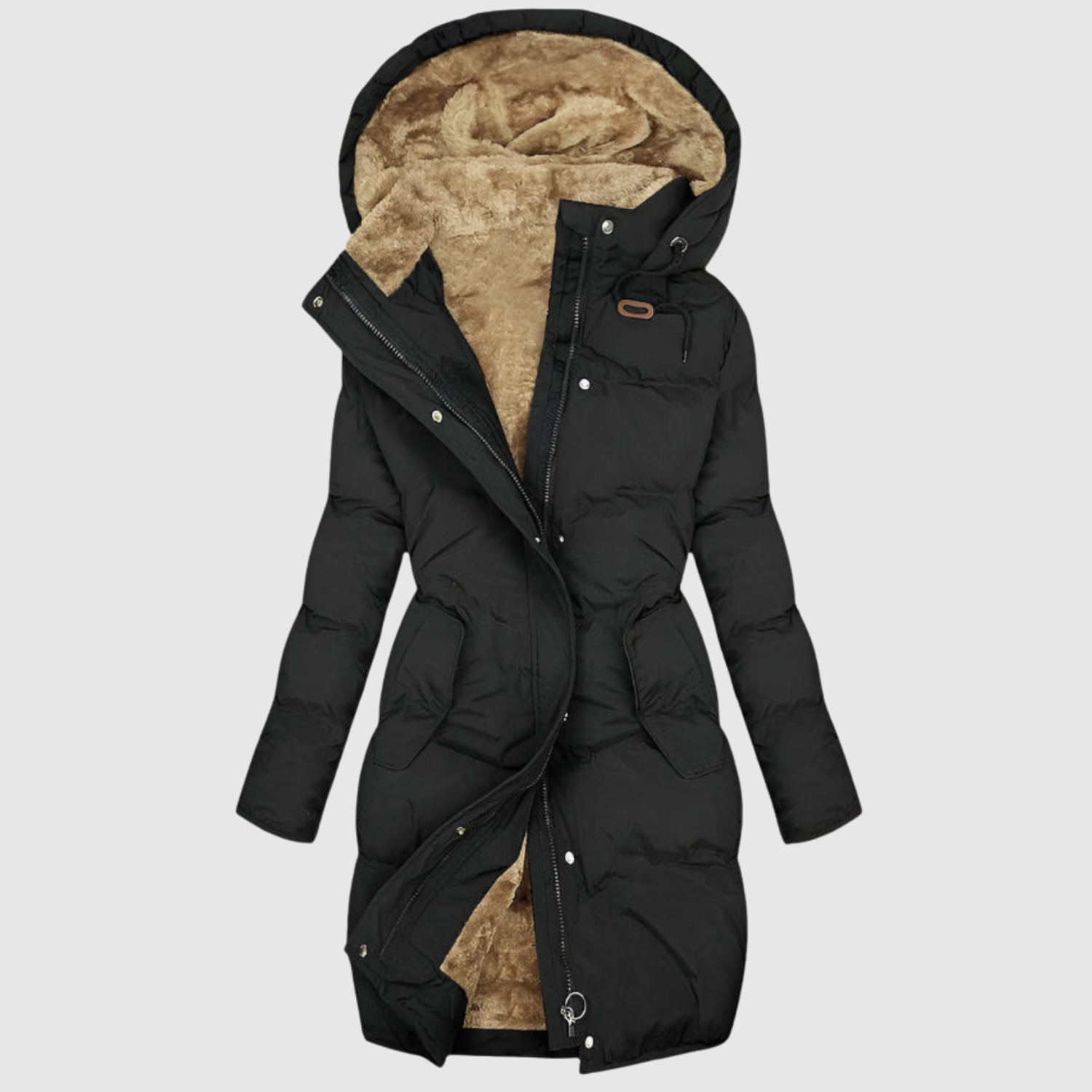 Jelena - Veste d'hiver longue élégante avec capuche en polaire