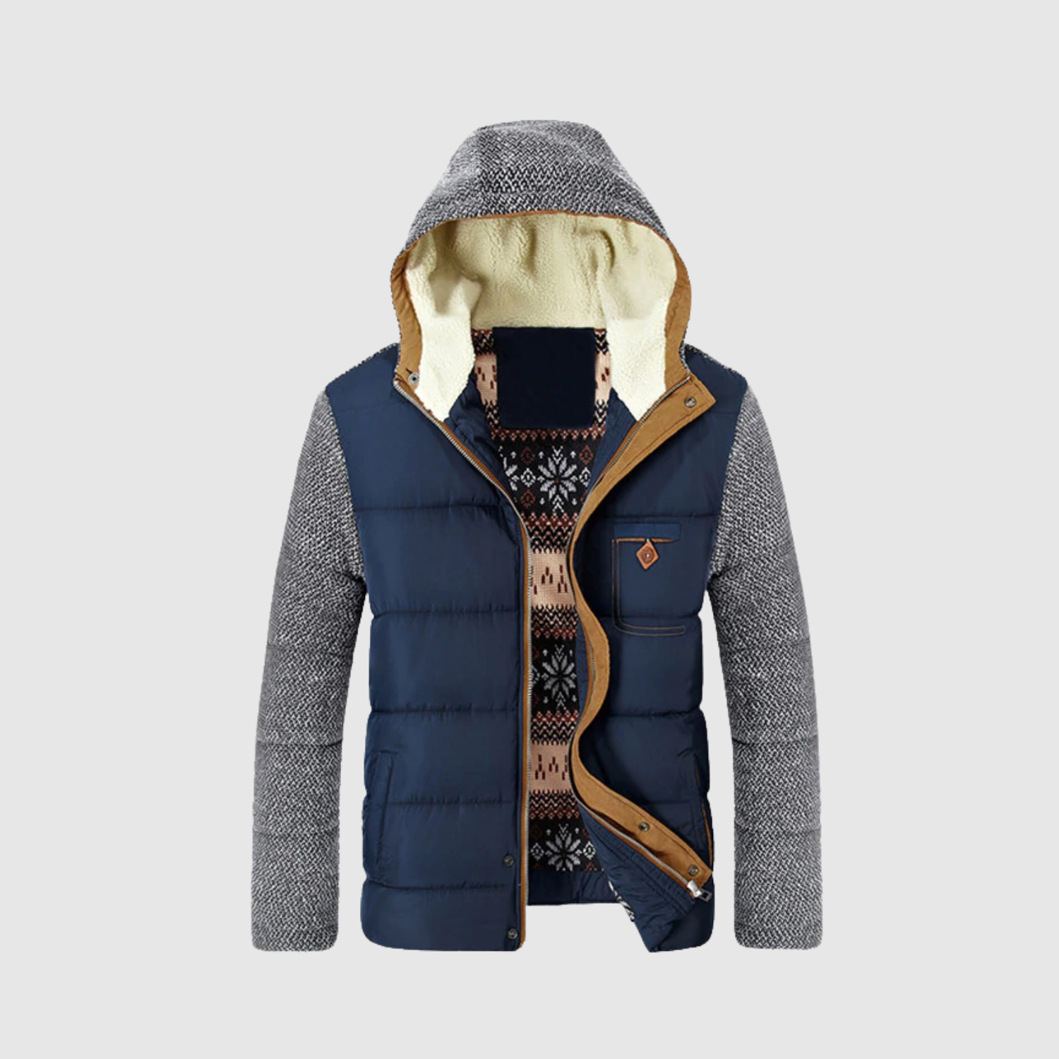Marek – Veste d'hiver avec capuche et détails ethniques
