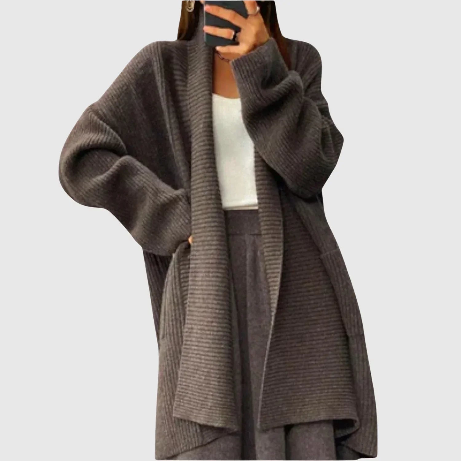 Jelena – Long cardigan tressé avec des manches chaudes
