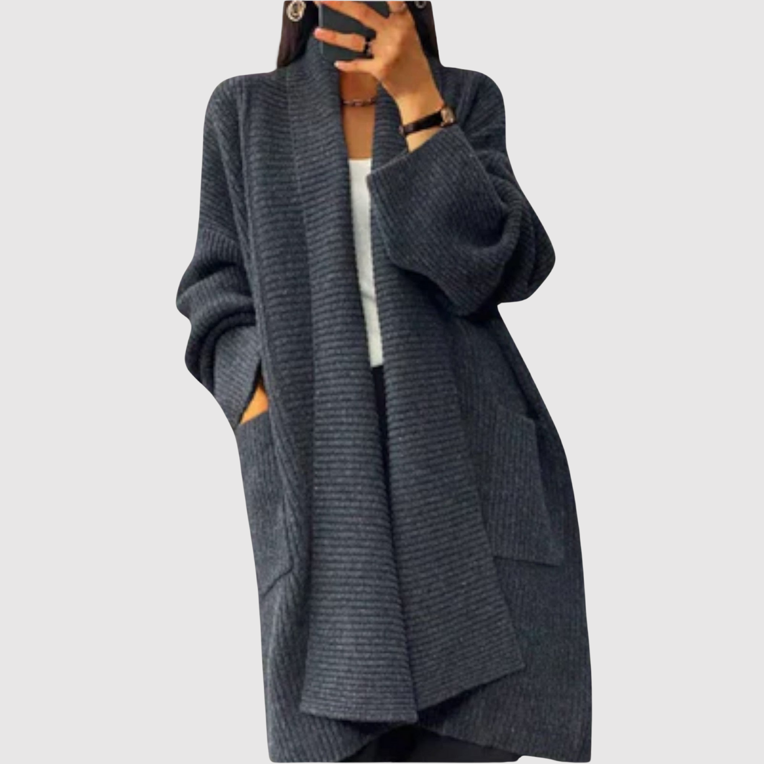 Jelena – Long cardigan tressé avec des manches chaudes