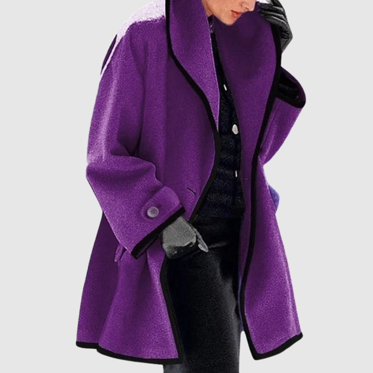 Jelena - Manteau oversize pour femme avec des bords contrastés