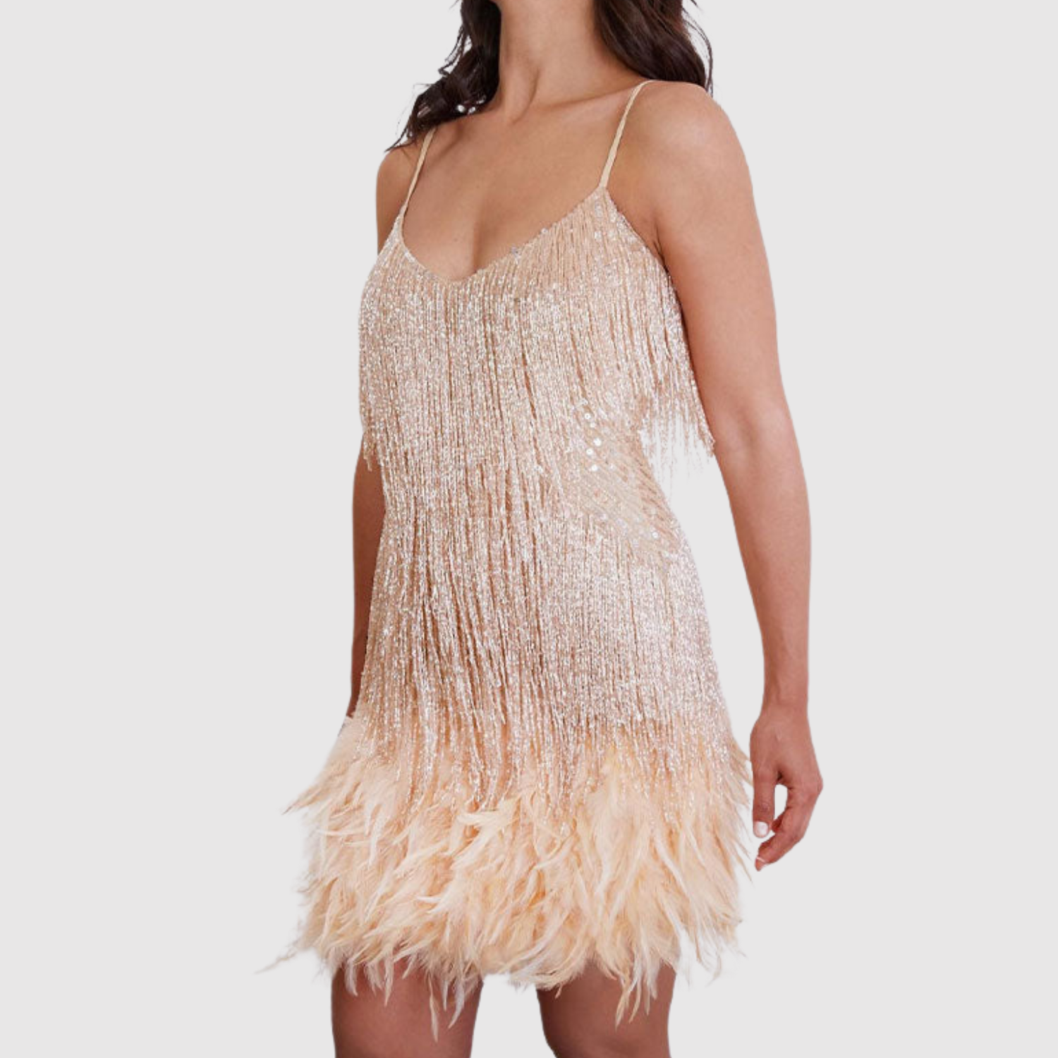 Amélie – Robe de soirée avec franges et éclat