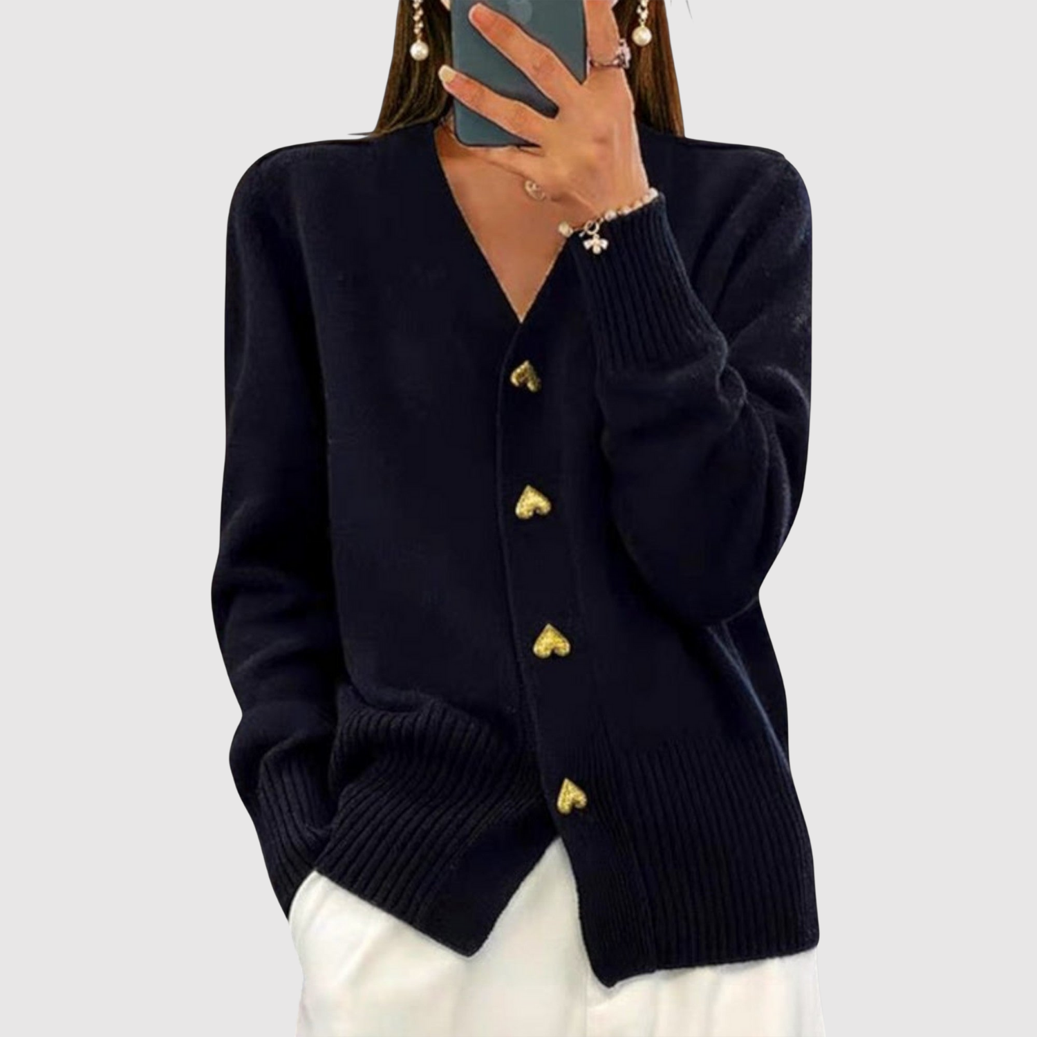 Nora – Cardigan avec des boutons dorés