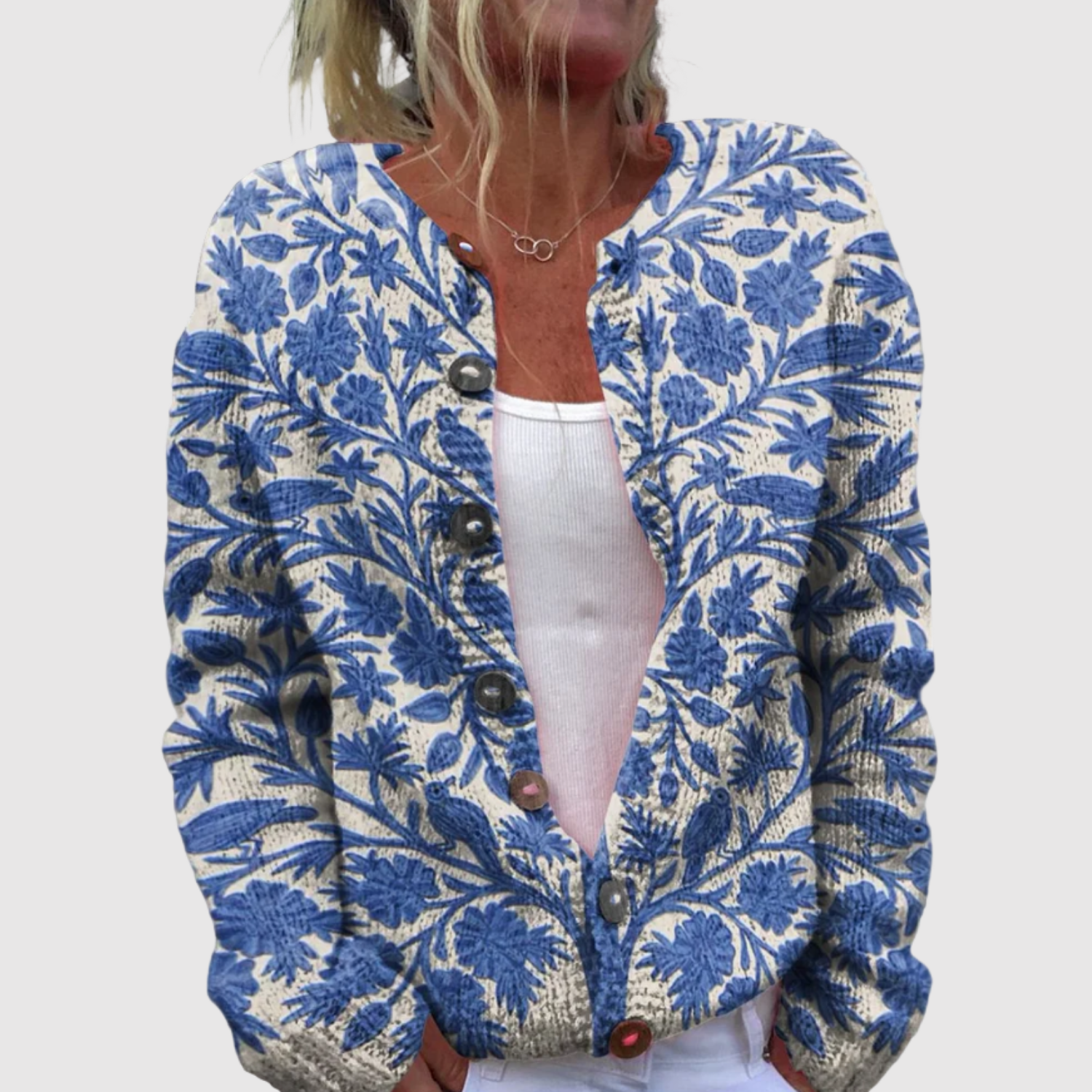 Nora – Cardigan à motif floral avec boutons