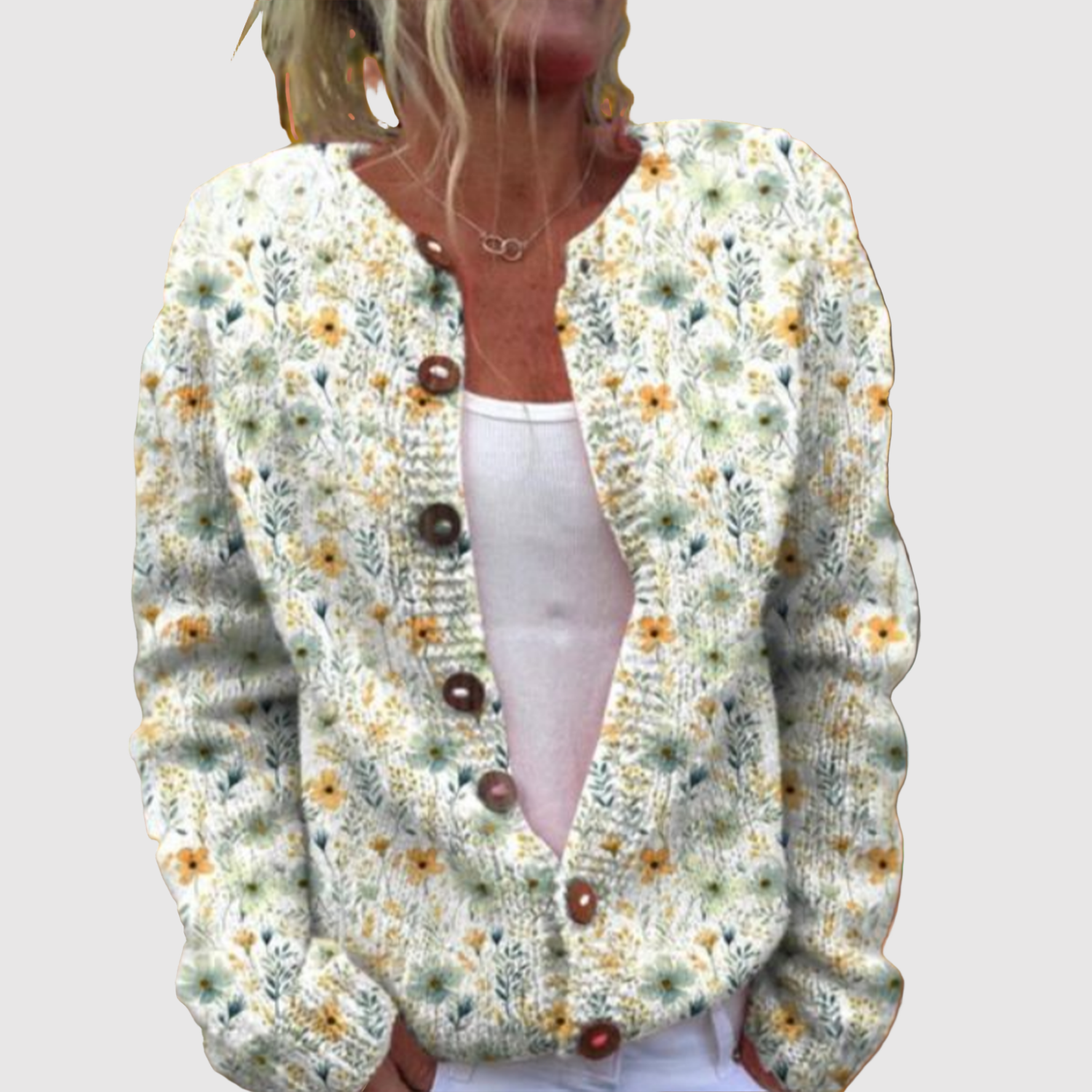 Nora – Cardigan à motif floral avec boutons