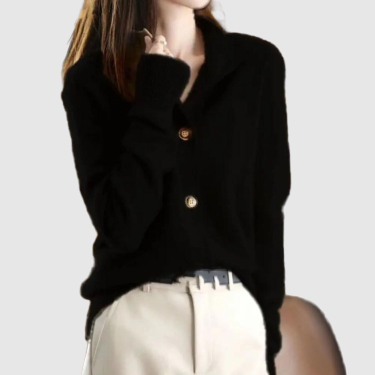 Nora – Cardigan élégant avec col et boutons