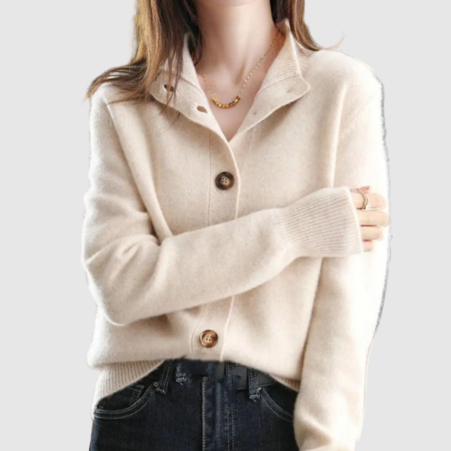 Nora – Cardigan élégant avec col et boutons