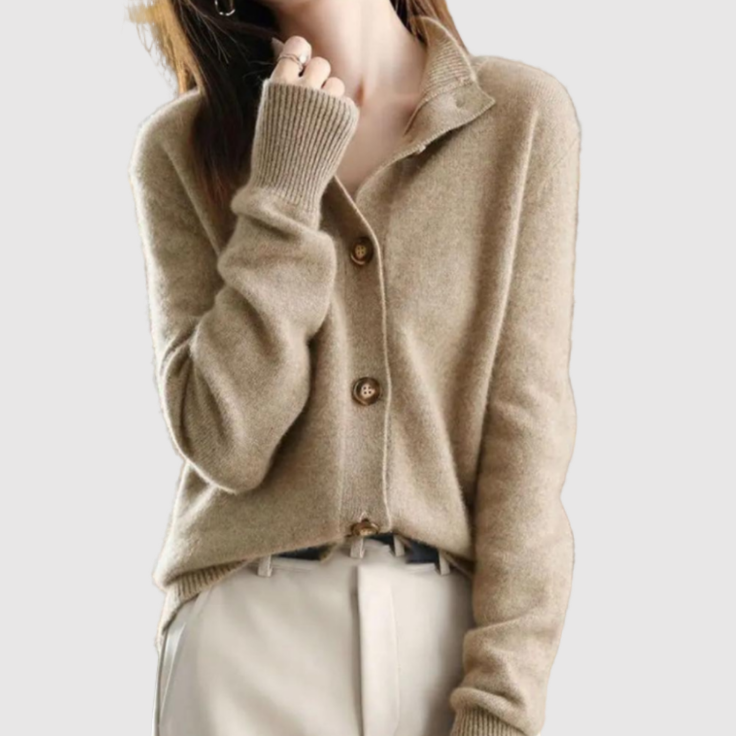 Nora – Cardigan élégant avec col et boutons
