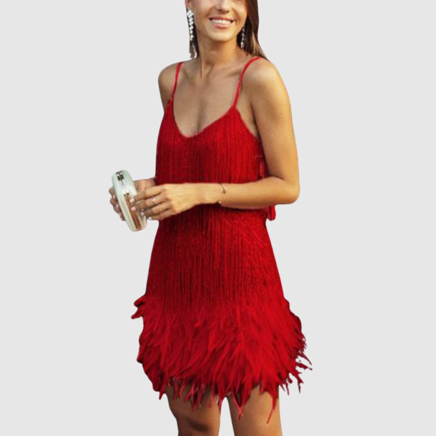 Amélie – Robe de soirée avec franges et éclat