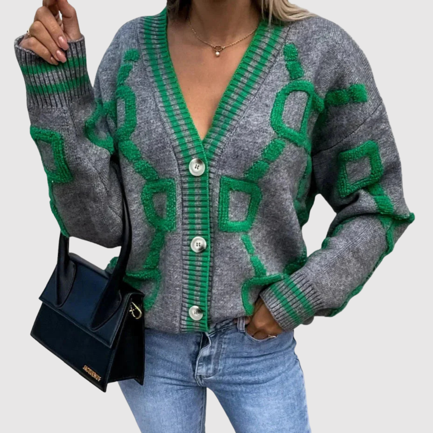 Nora – Cardigan avec motif graphique