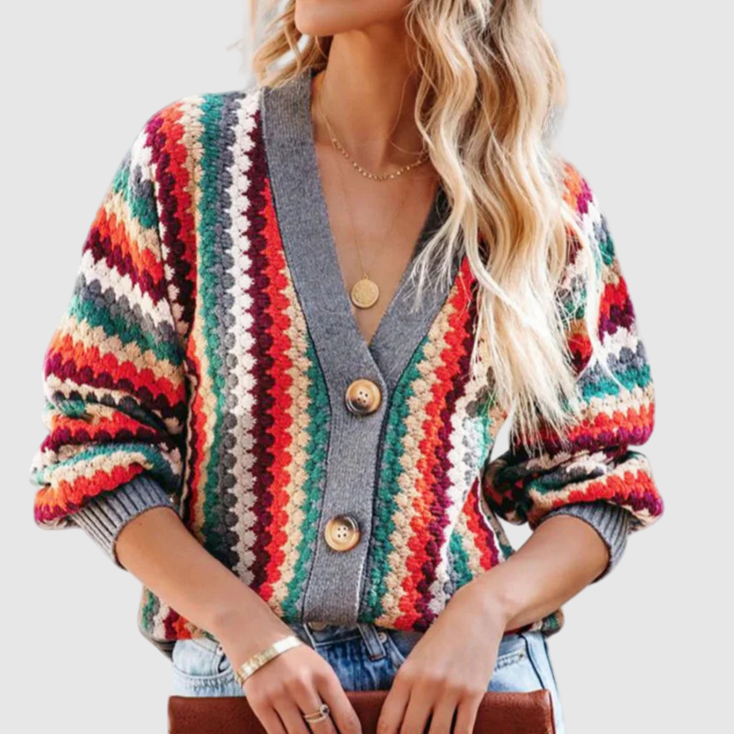 Nora – Pull coloré avec des boutons