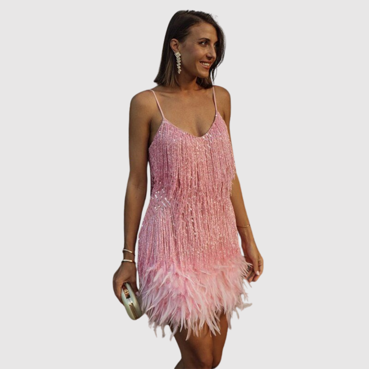 Amélie – Robe de soirée avec franges et éclat