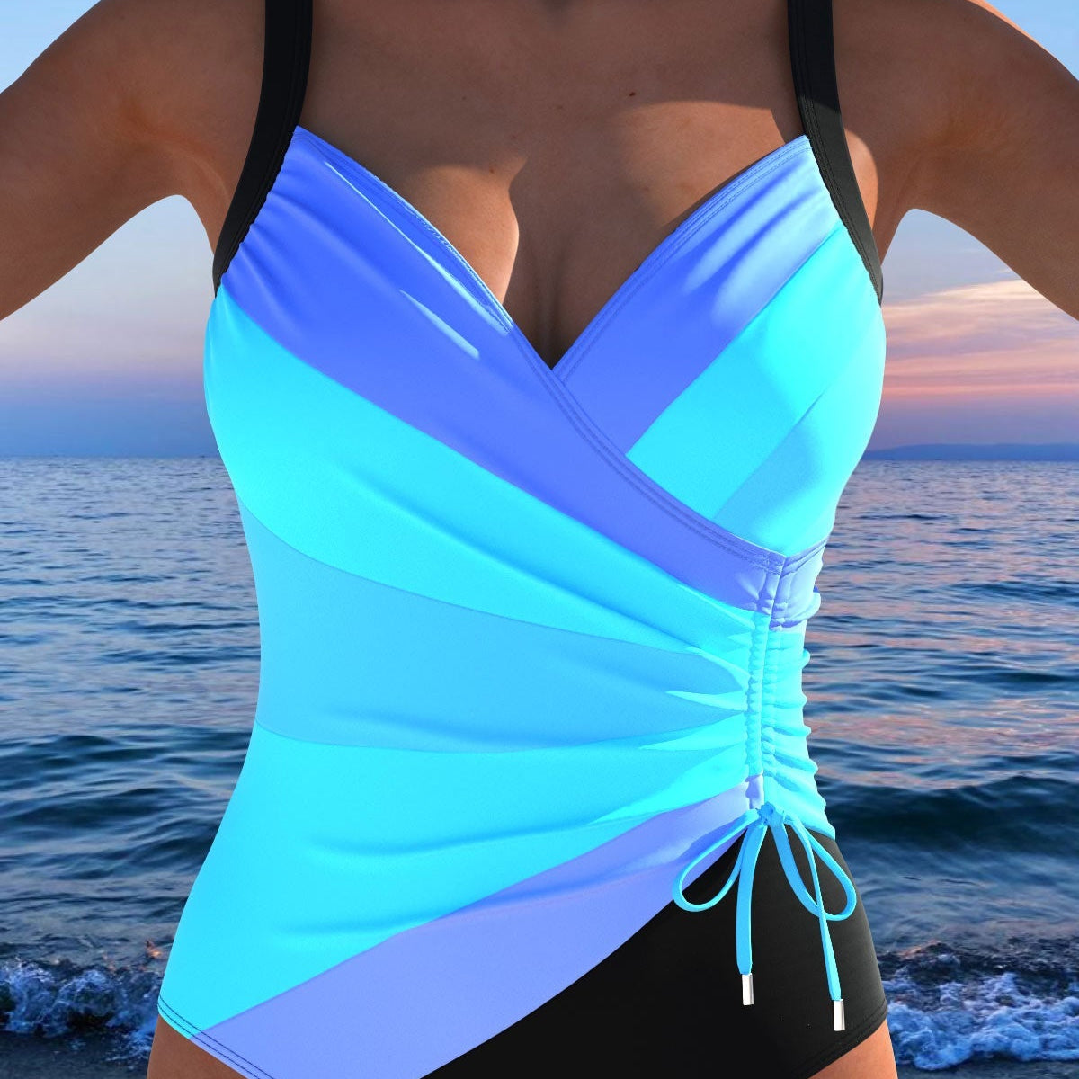 Gabrielle - Maillot de Bain Surplice Luxe avec Imprimé Coloré