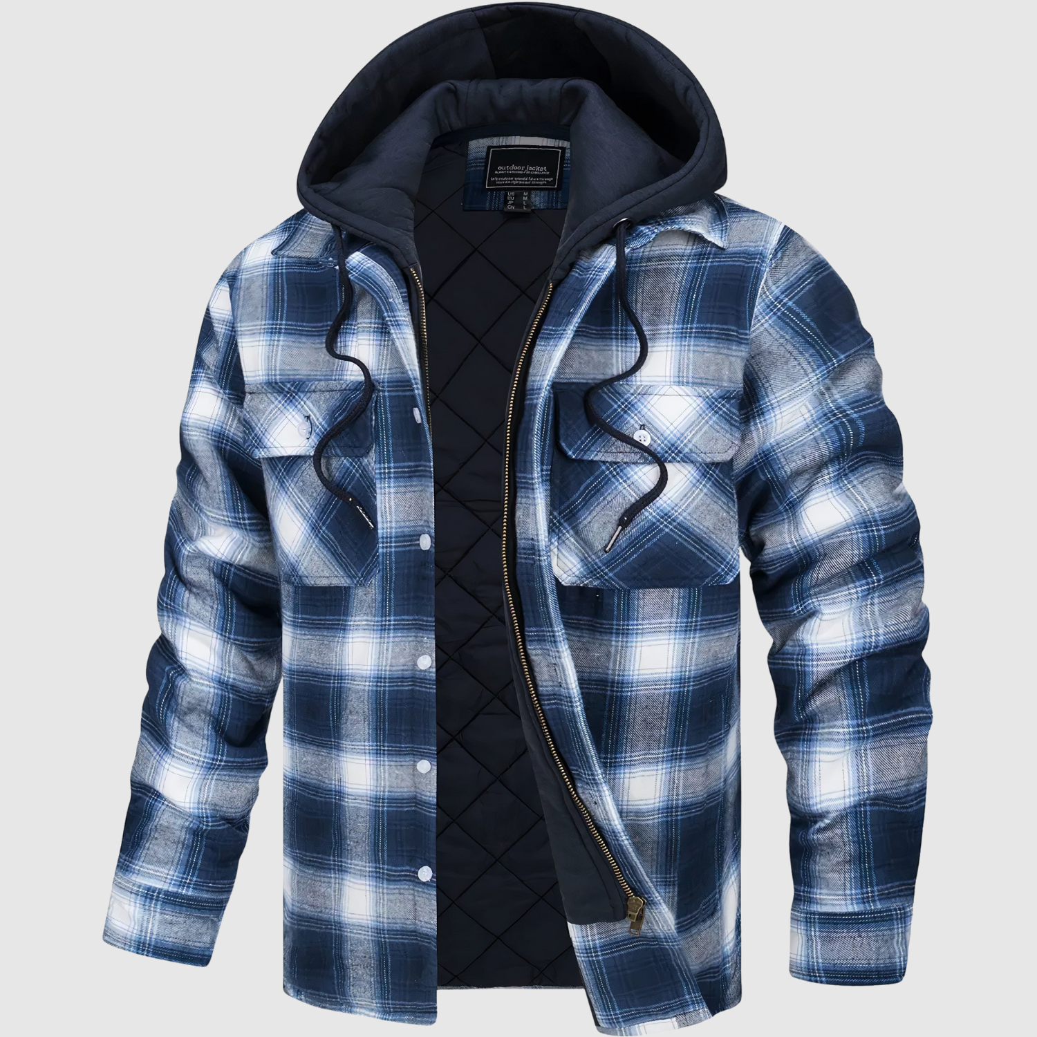 Šimon – Veste en laine à carreaux avec capuche
