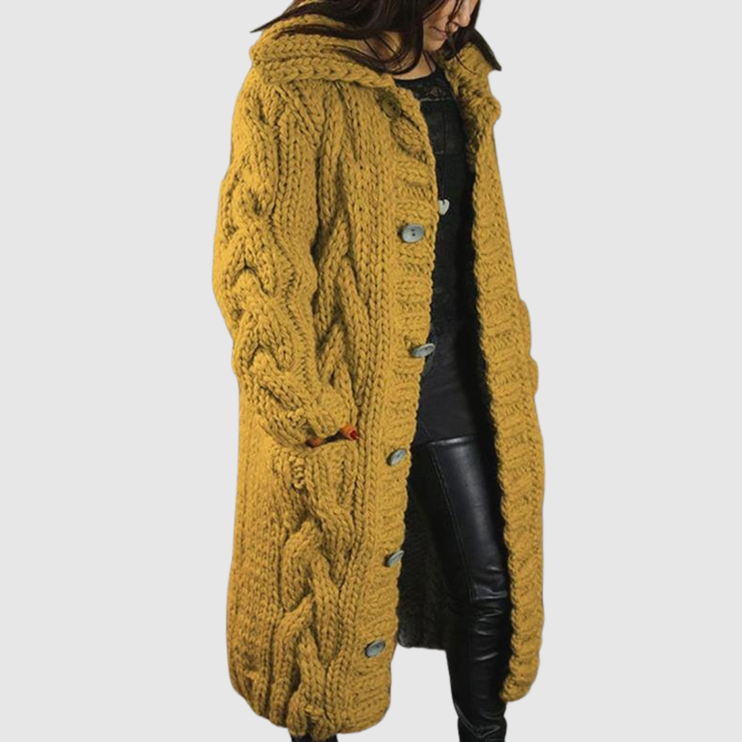 Jelena - Manteau long en tricot avec un relief moderne