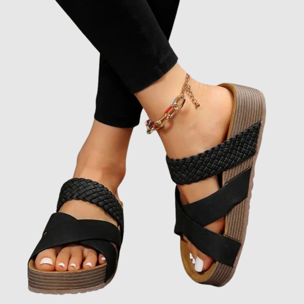 Anna – Sandales compensées orthopédiques à brides tressées