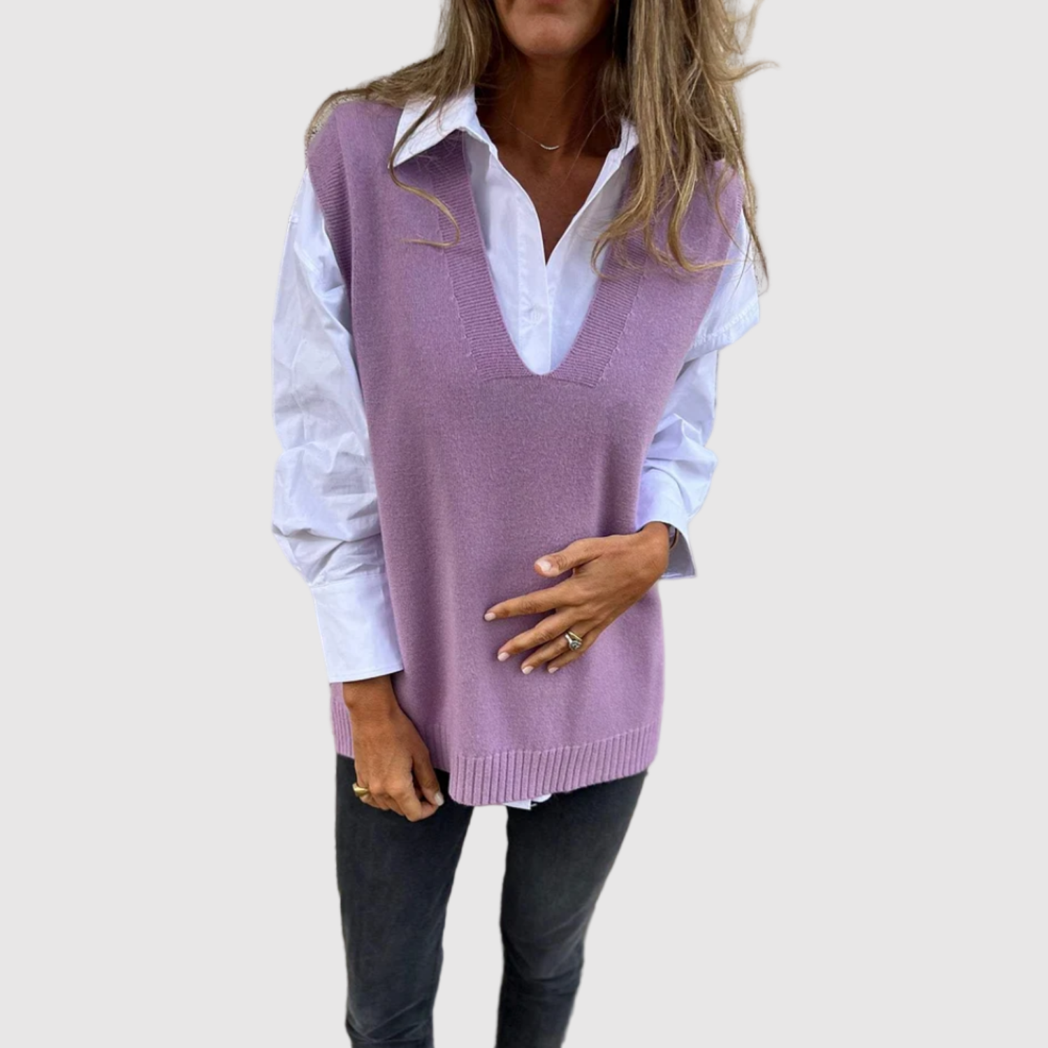 Nora – Pull en maille avec décolleté en V