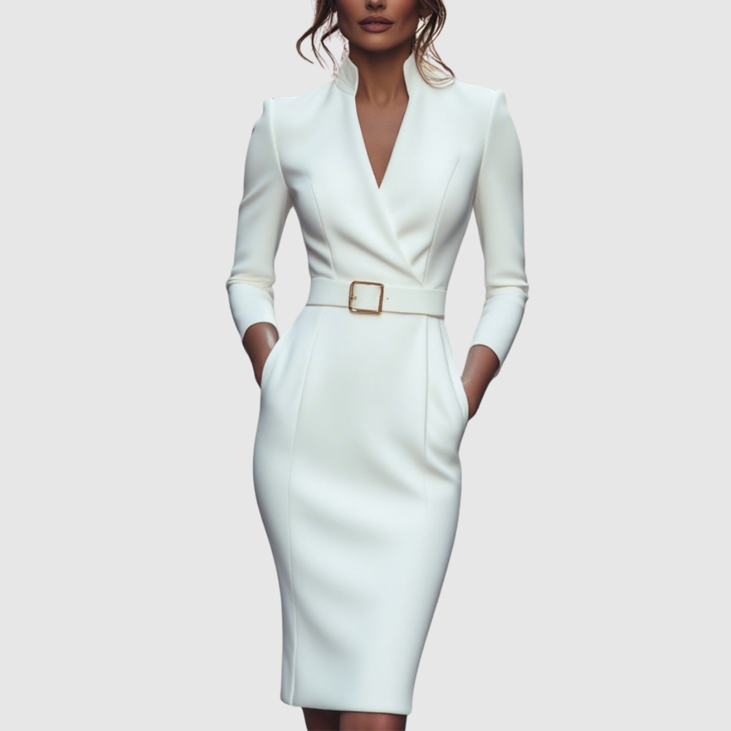 Léna – Robe élégante avec ceinture et décolleté en V