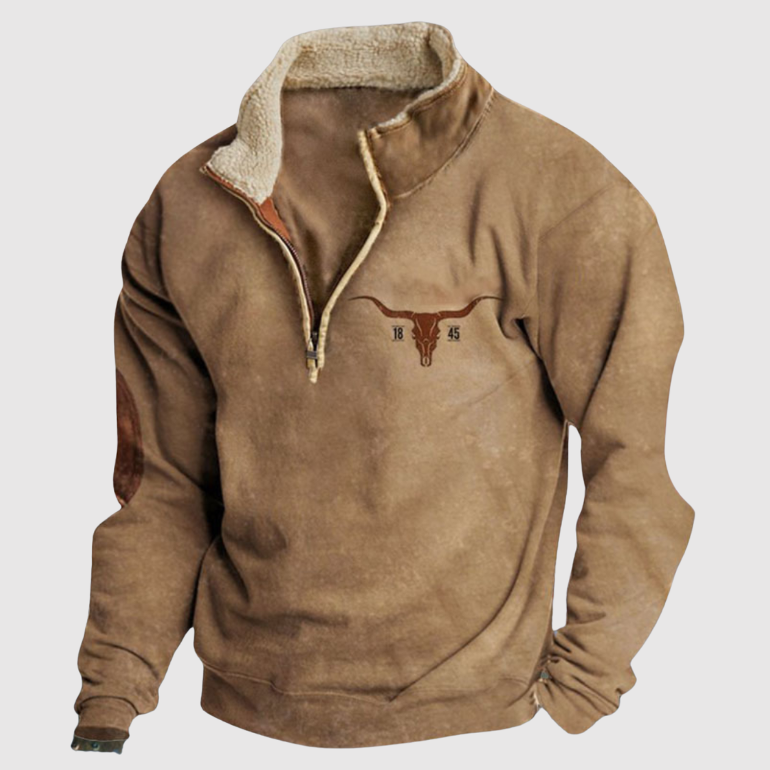Daniel - Sweat en polaire avec des manches colorées et demi-zip