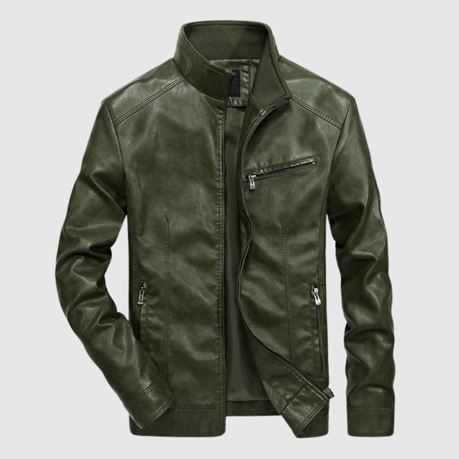Dorian – Veste en cuir avec fermeture éclair et caractère urbain