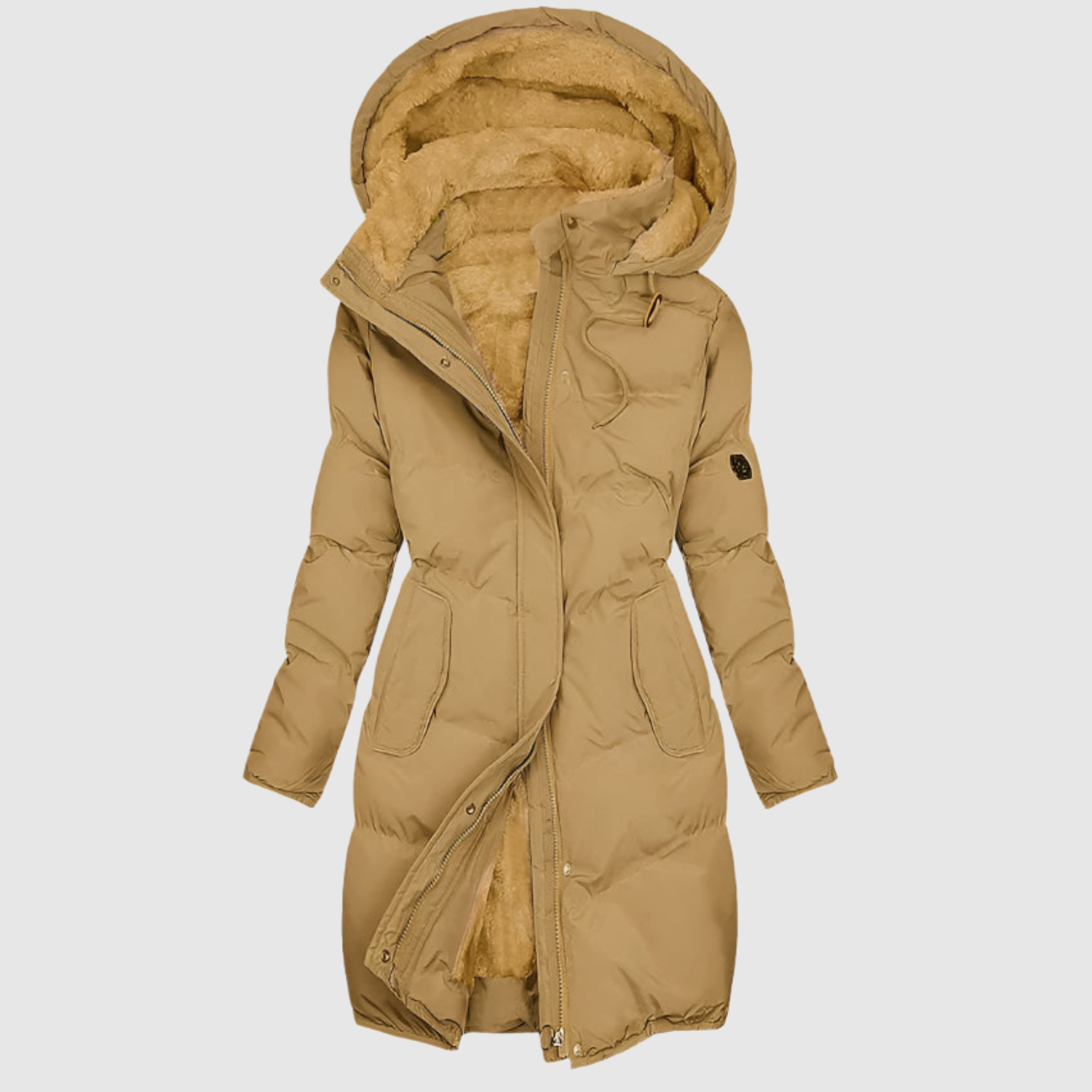 Jelena - Veste d'hiver longue élégante avec capuche en polaire