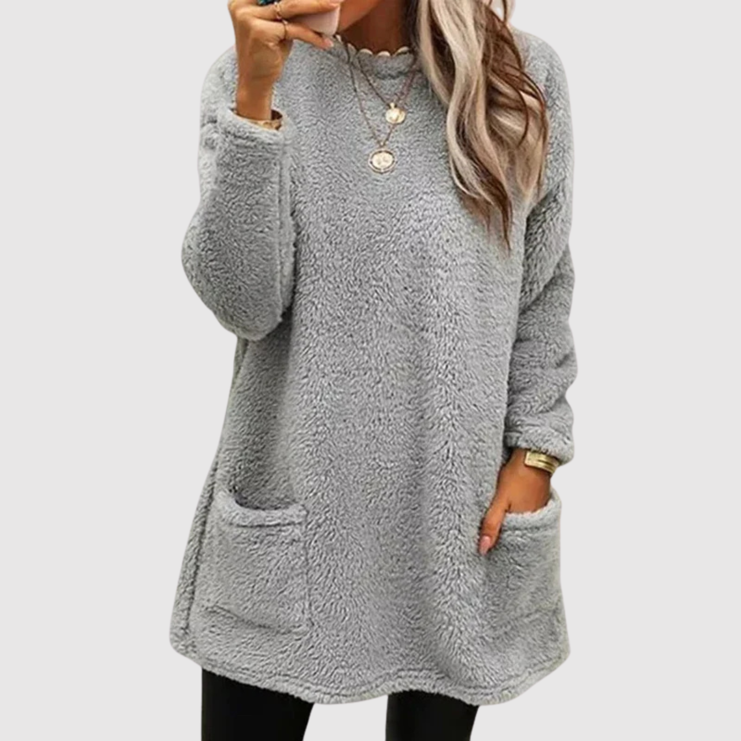 Nora – Sweat-shirt long en polaire douce