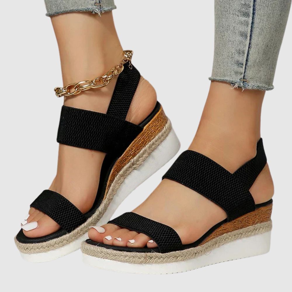 Anna – Sandales compensées orthopédiques à brides textiles
