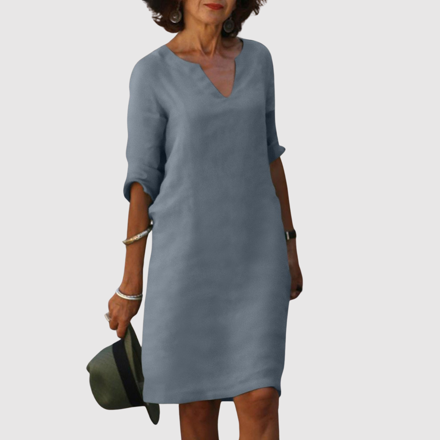Léna – Robe classique décontractée au look lin
