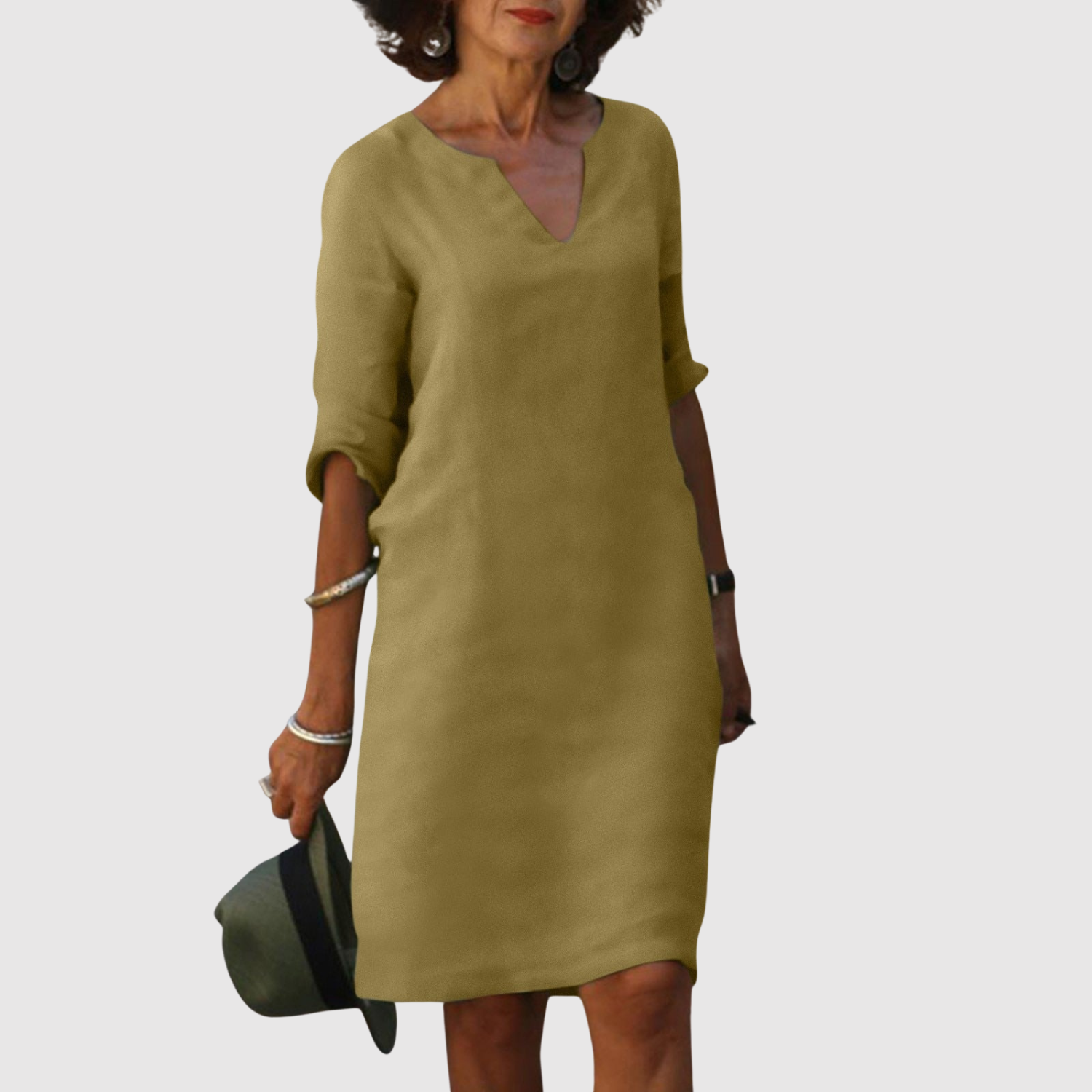 Léna – Robe classique décontractée au look lin