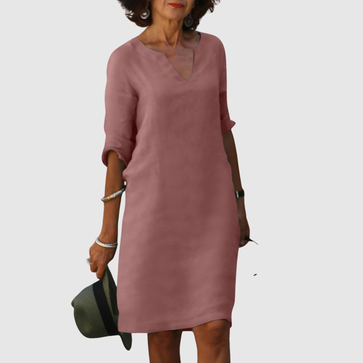Léna – Robe classique décontractée au look lin