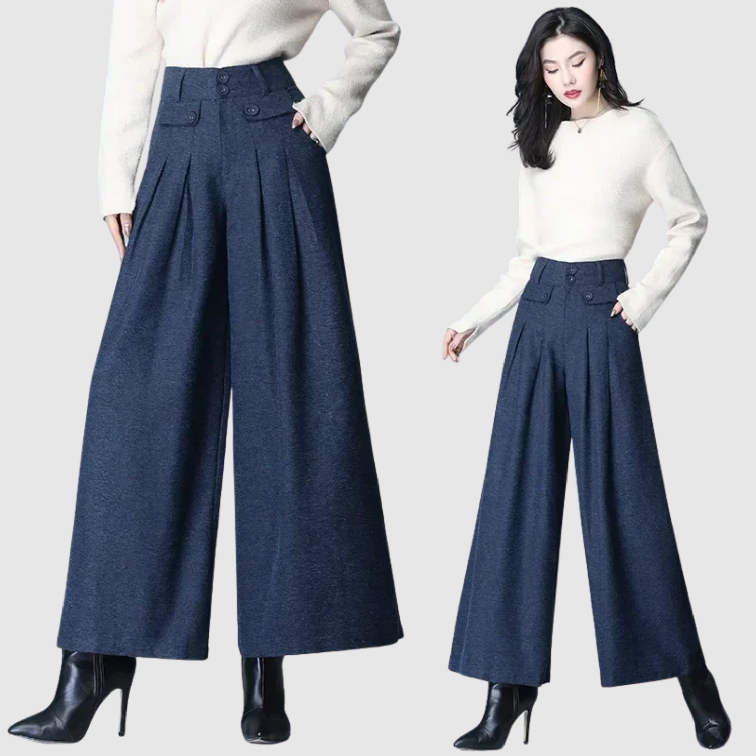 Mira – Pantalon large taille haute