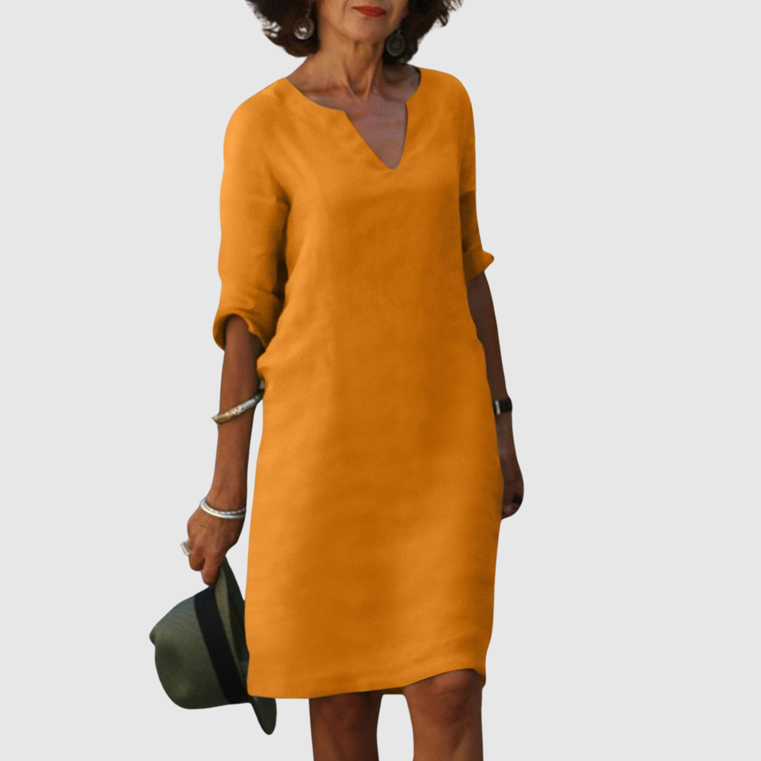Léna – Robe classique décontractée au look lin