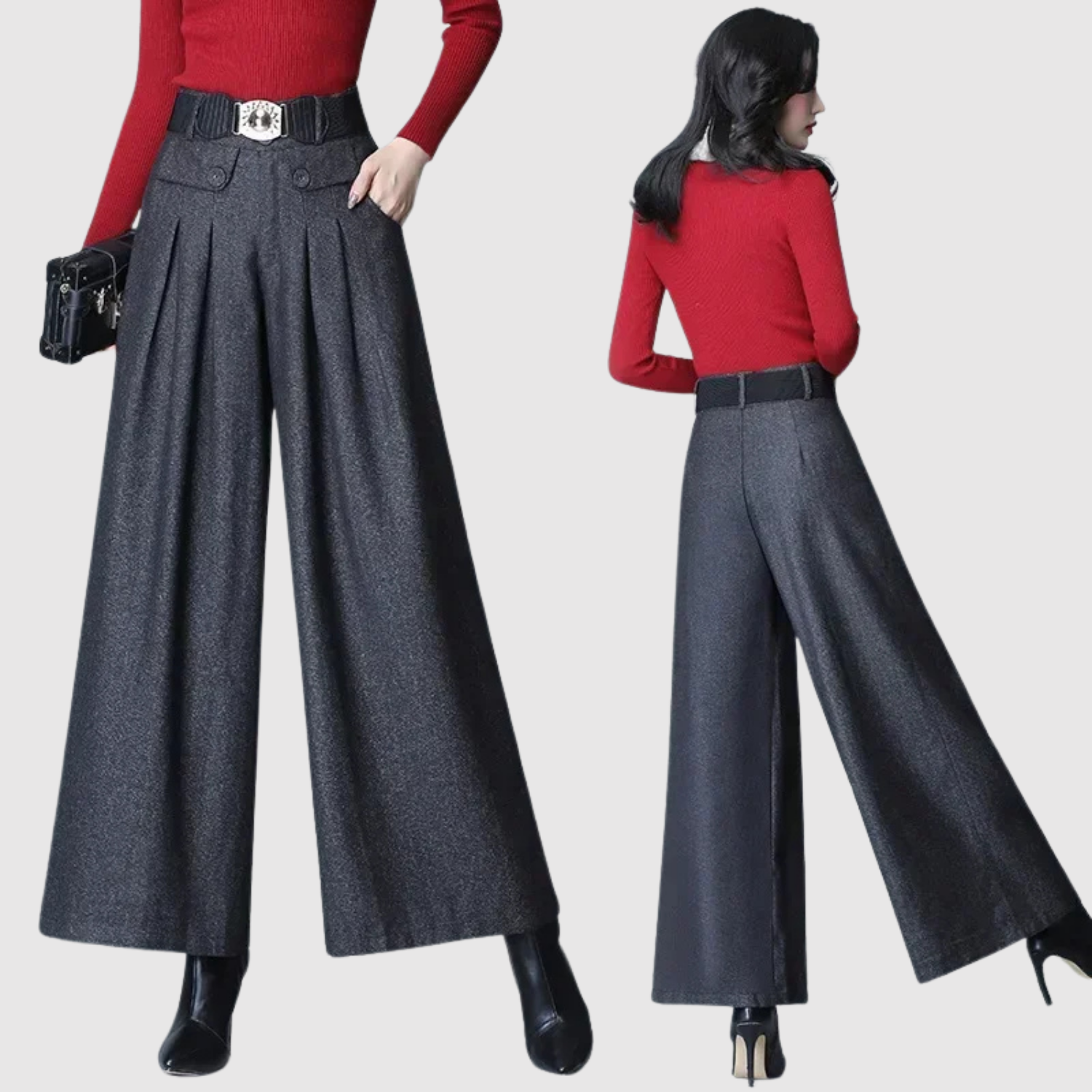 Mira – Pantalon large taille haute