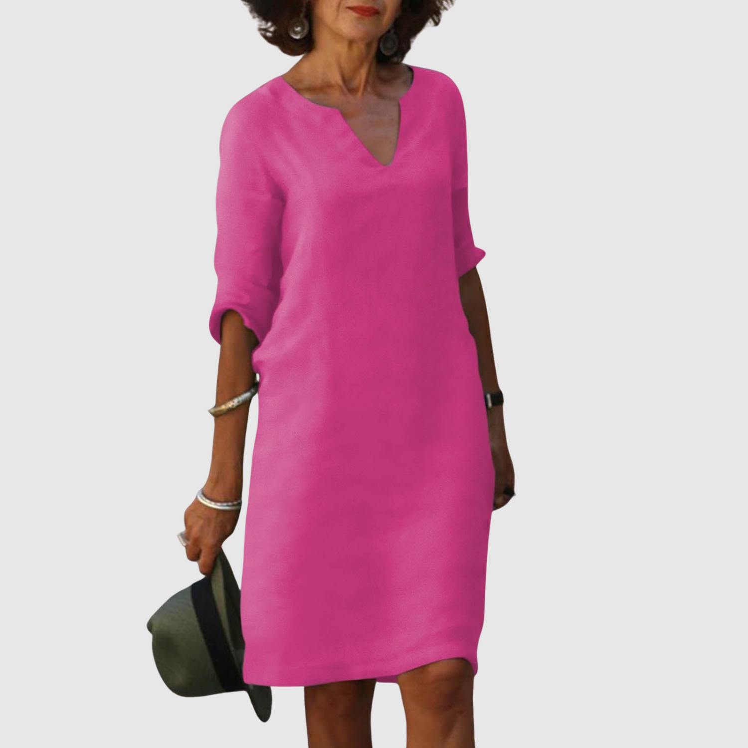 Léna – Robe classique décontractée au look lin