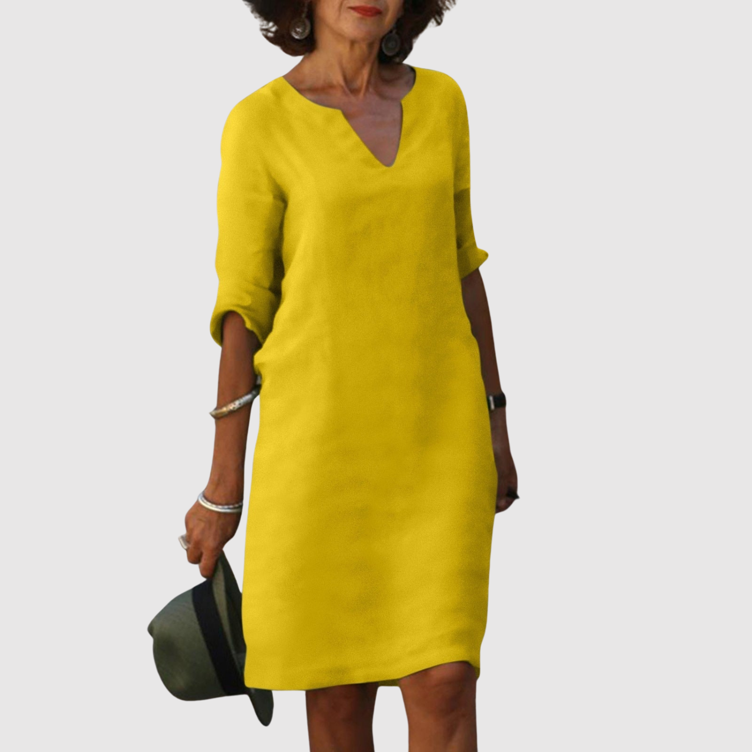 Léna – Robe classique décontractée au look lin