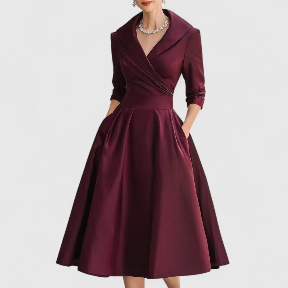 Zoé - Robe midi élégante avec décolleté en portefeuille