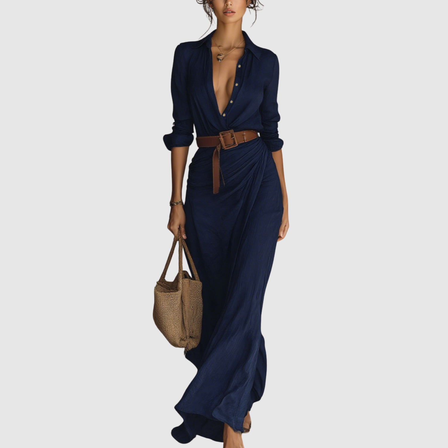 Léna – Robe longue aérienne avec un décolleté élégant