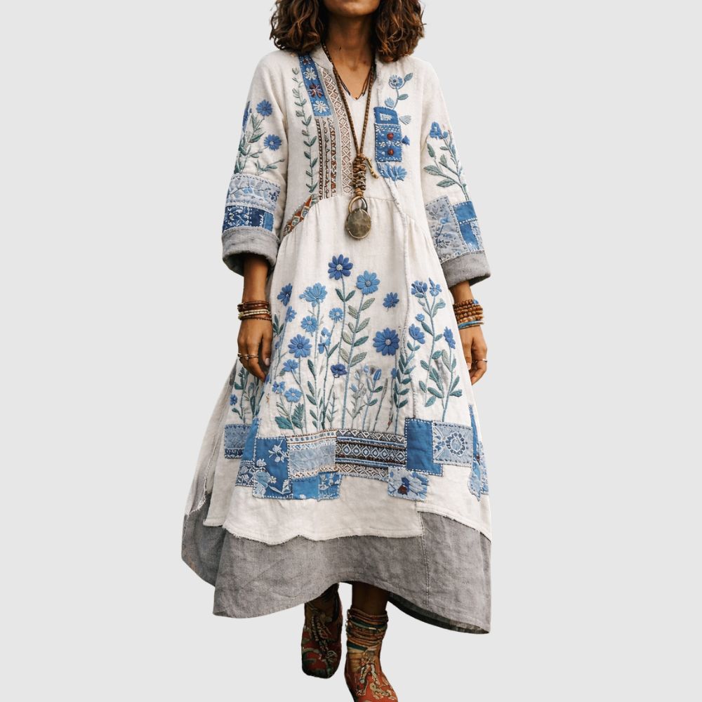 Zoé - Robe bohème à motifs artistiques