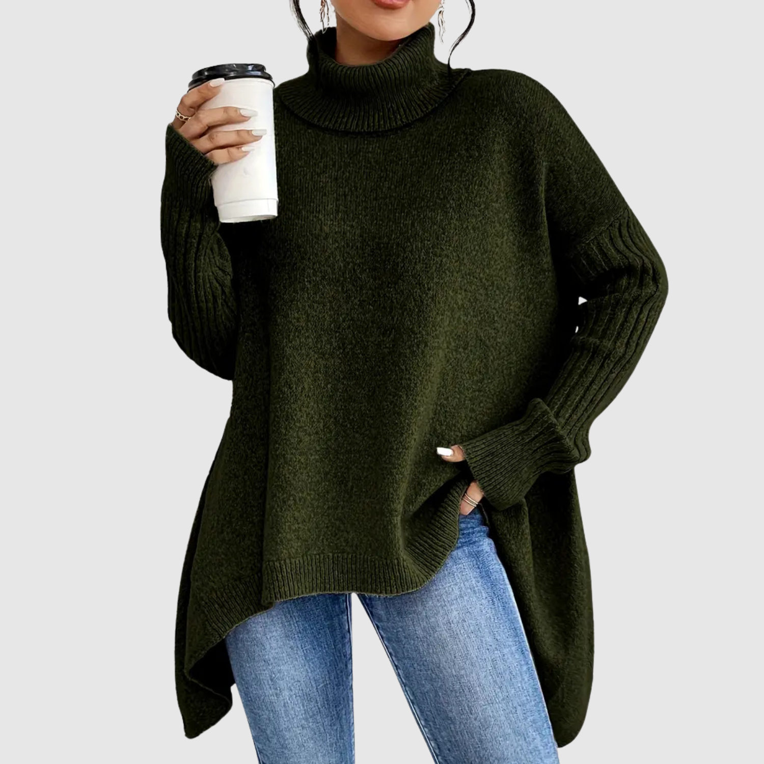 Nora – Pull long à col roulé