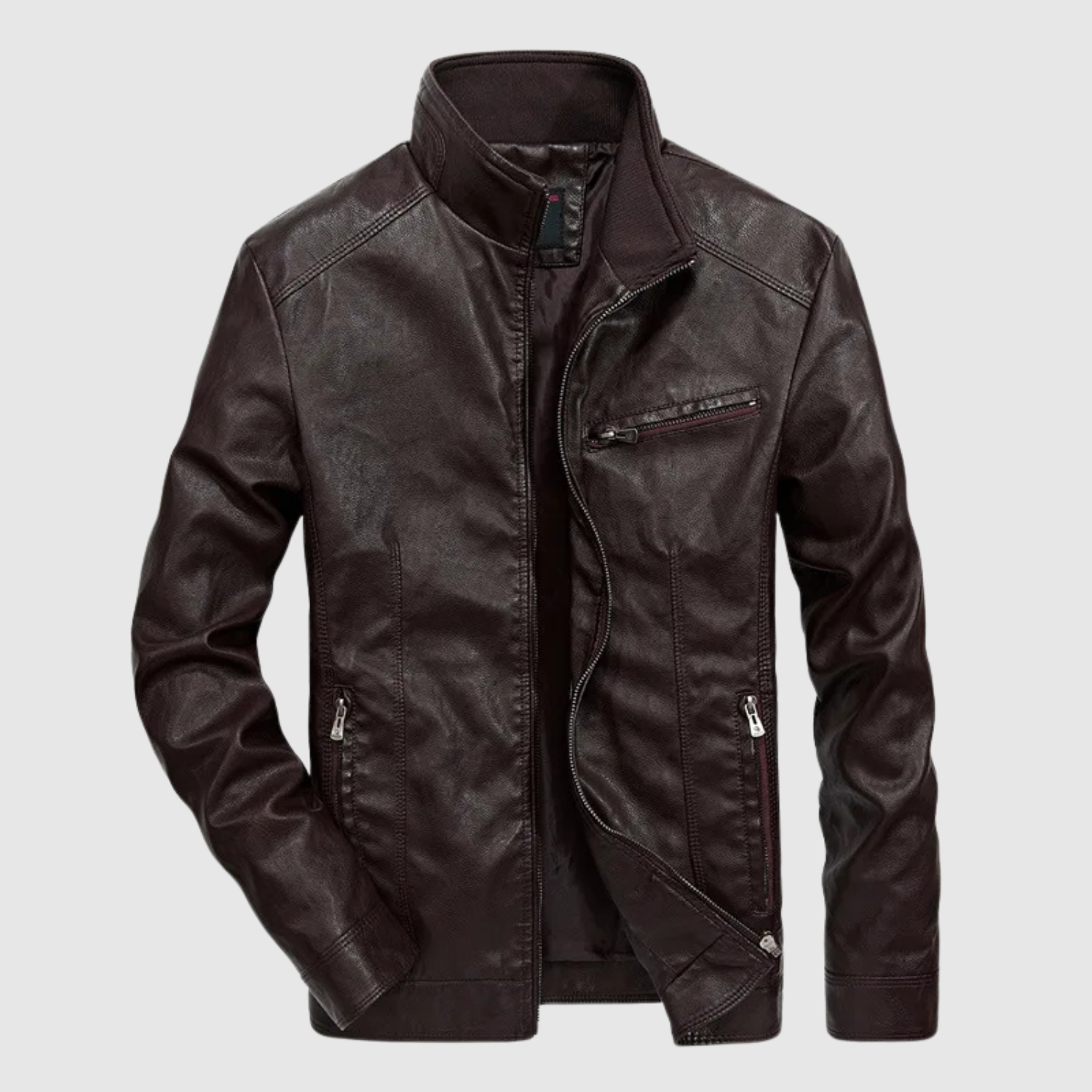 Dorian – Veste en cuir avec fermeture éclair et caractère urbain