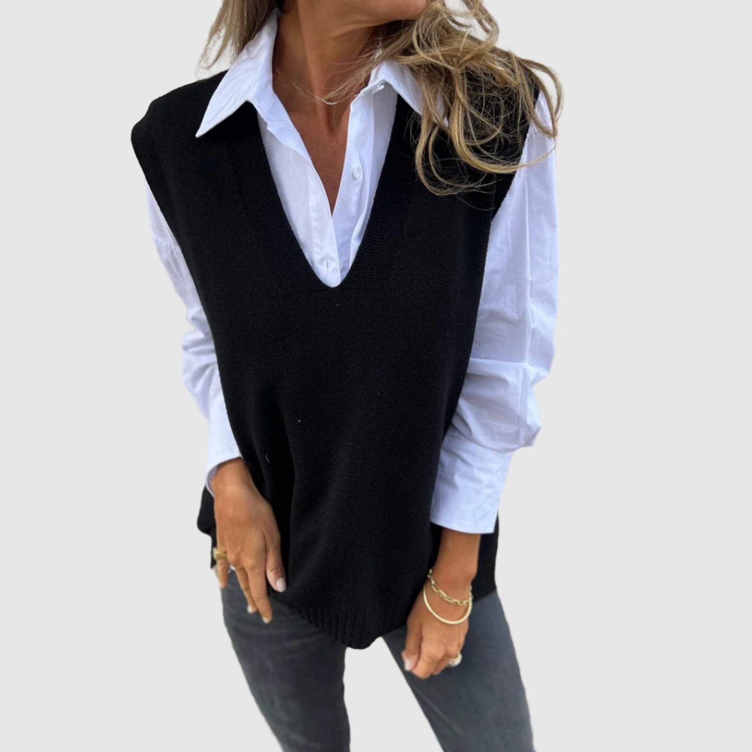 Nora – Pull en maille avec décolleté en V