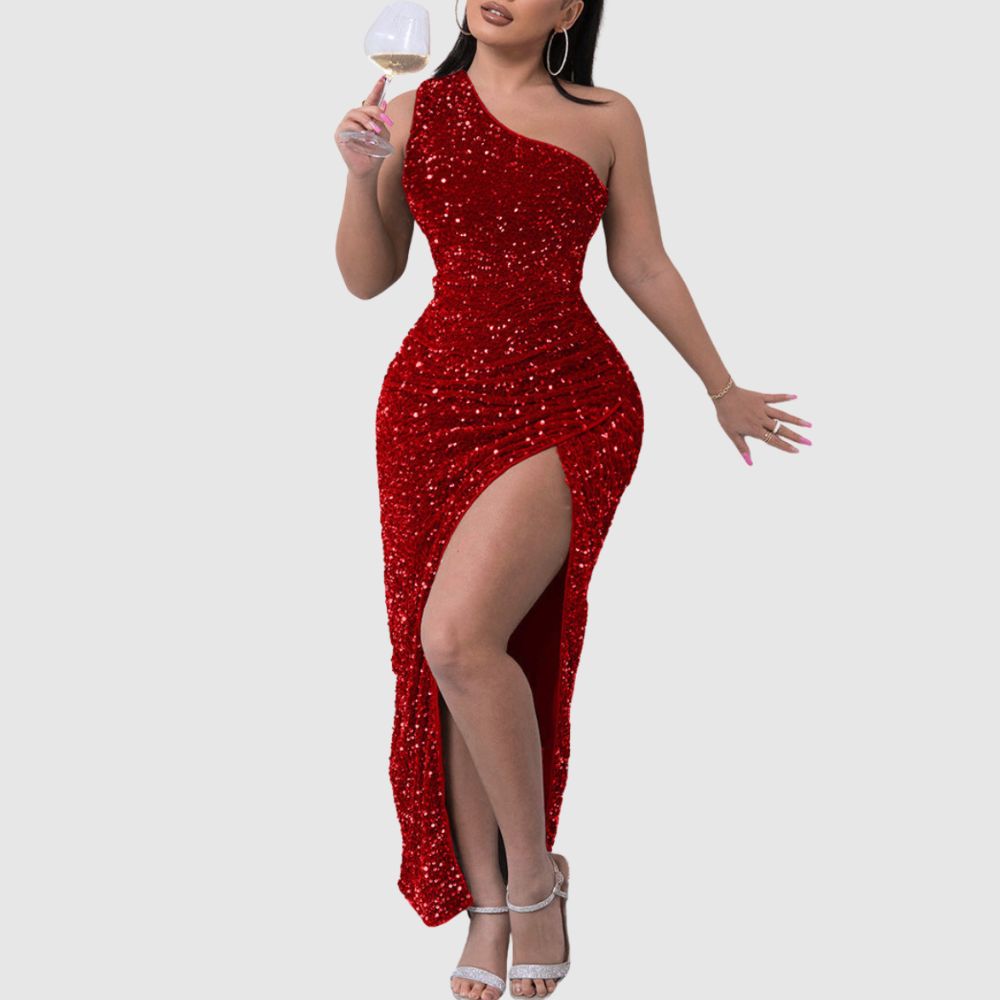 Zoé - Robe asymétrique en sequins