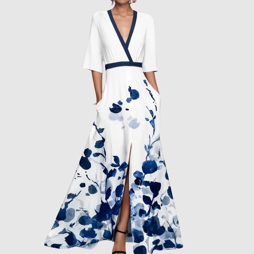 Zoé - Robe longue à coupe portefeuille élégante